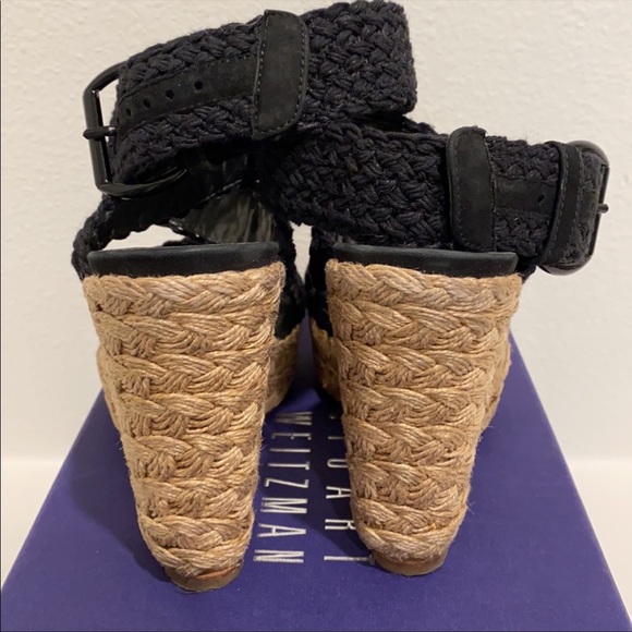 Stuart Weitzman Alex Nero Crochet Wedges - 7 - Picture 8 of 14